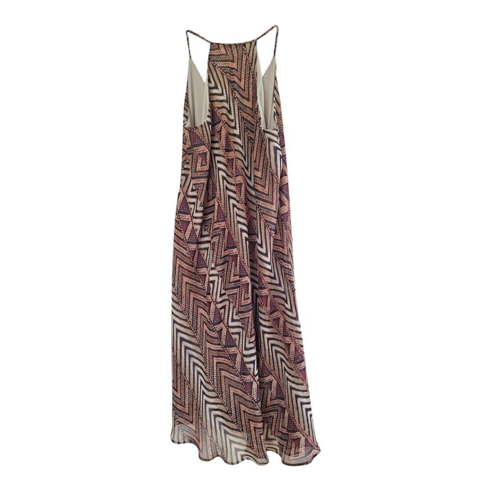 Calvin Klein Chiffon Cami Cocktail Dress Asymmetric Hem Lined Flowy Geometric 4 - Picture 3 of 12